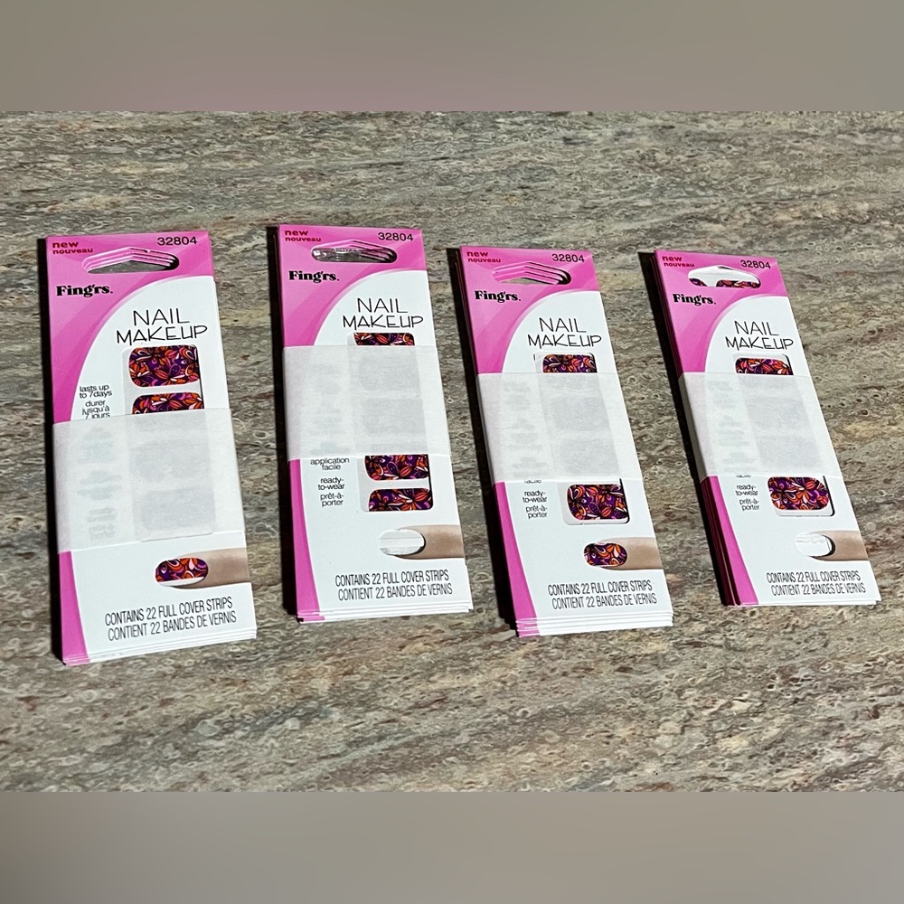 New Bundle of 4-pack Fingrs Nail Makeup Decals 32804 flower Paisley